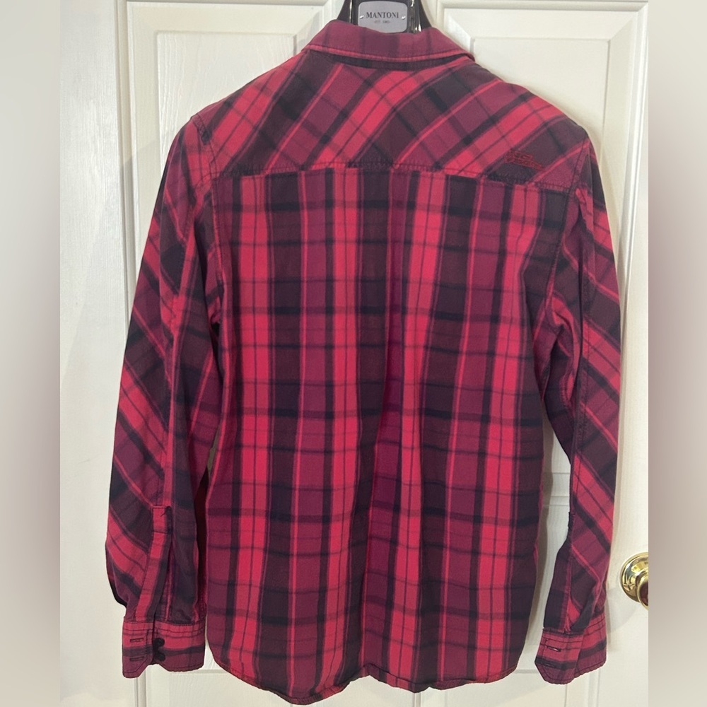 Y2K No Fear Men’s Medium Long Sleeve Button Down Plaid Shirt - Picture 2 of 12